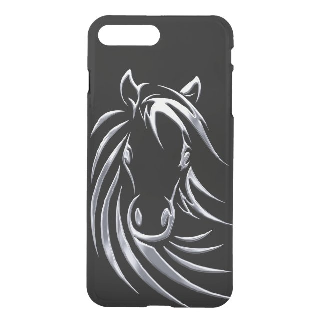 Silver Horse Head Black iPhone 7 Case (Back)