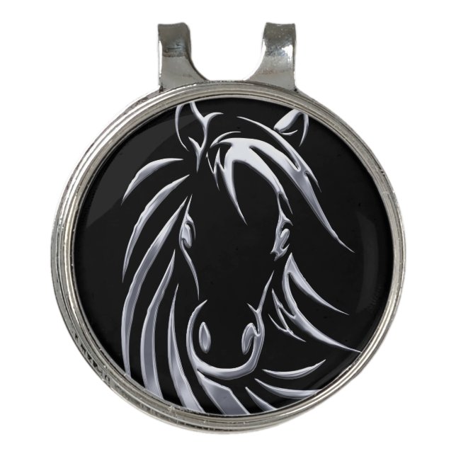 Silver Horse Head Golf Hat Clip (Front)