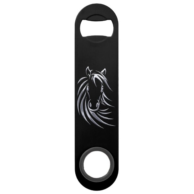 Silver Horse Head on Black Bar Key (Front)