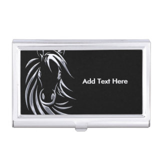 Silver Horse Head Personalized Business Card Case