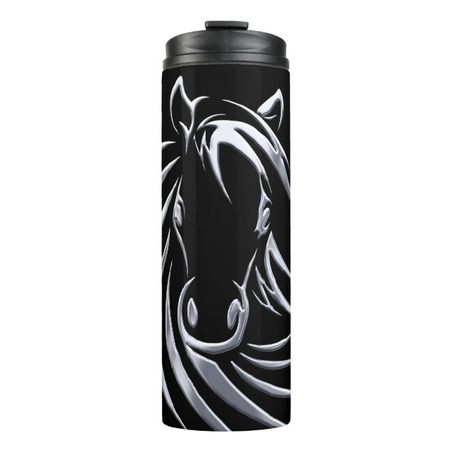 Silver Horse Head Thermal Tumbler (Front)