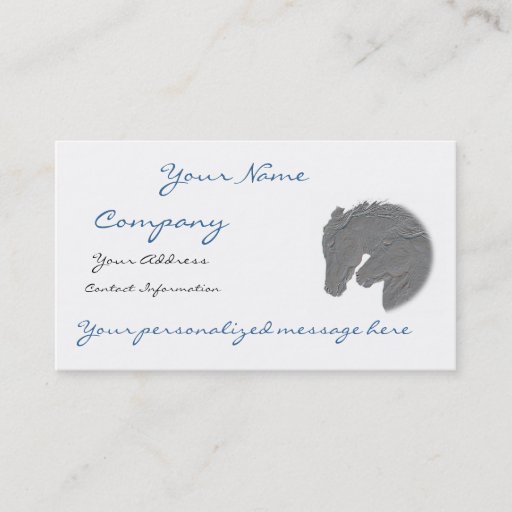 Customizable Silver Horse Heads Business Card