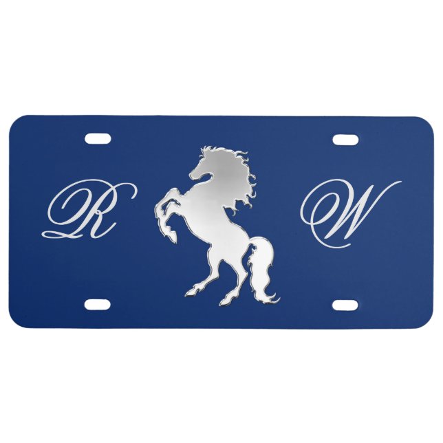  Silver Horse Monogram License Plate (Front)