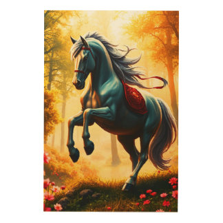 SILVER HORSE WOOD WALL ART