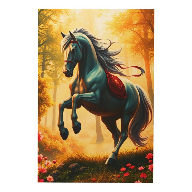 SILVER HORSE WOOD WALL ART (Front)