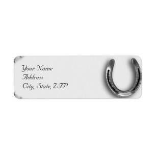 Silver Horseshoe on White Label