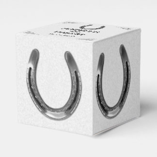 Silver Horseshoe on White Wedding Favor Box