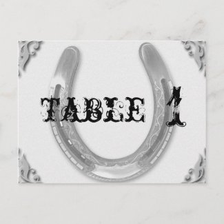 Silver Horseshoe on White Wedding Table Number postcard