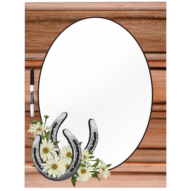 Silver Horseshoes & Daisies Dry Erase Board (Front)