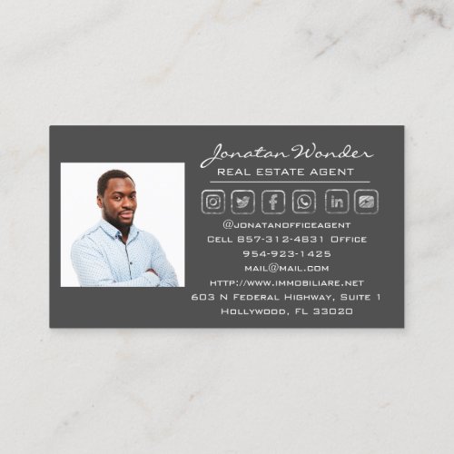 Silver House Social Media Logo Real Estate Agent  Business Card