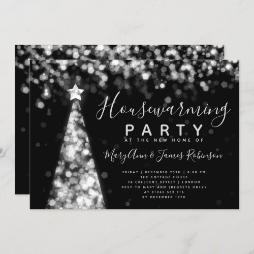 Silver Housewarming Party Christmas Holidays Invitation