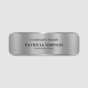 Silver Hue Brushed Metallic Design Professional Name Tag