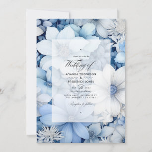 Silver, Ice Blue, Frost White and Grey Wedding Invitation