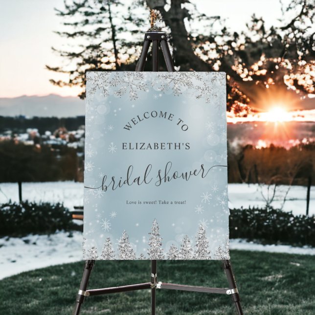 Silver ice blue snow pine welcome bridal shower foam board (Silver ice blue snow pine welcome bridal shower foam board)