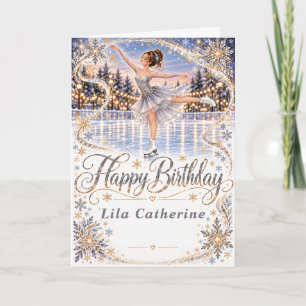 Silver Ice Skating Birthday Card