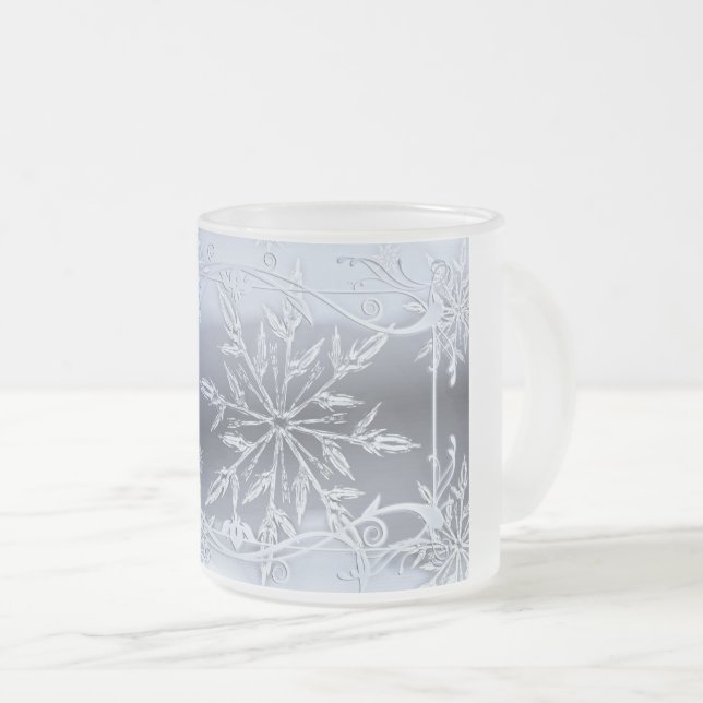 Silver ice snowflake frosted mug (Front Right)
