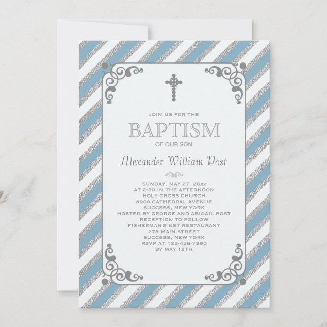 Silver Impression Blue Religious Invitation Custom (Front)