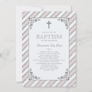 Silver Impression Pink Religious Invitation