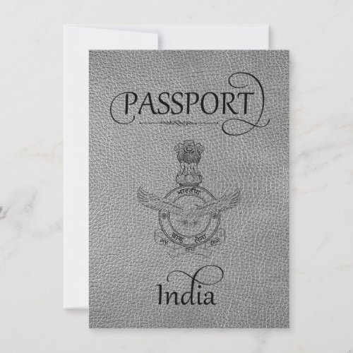 Silver India Passport Save the Date Card