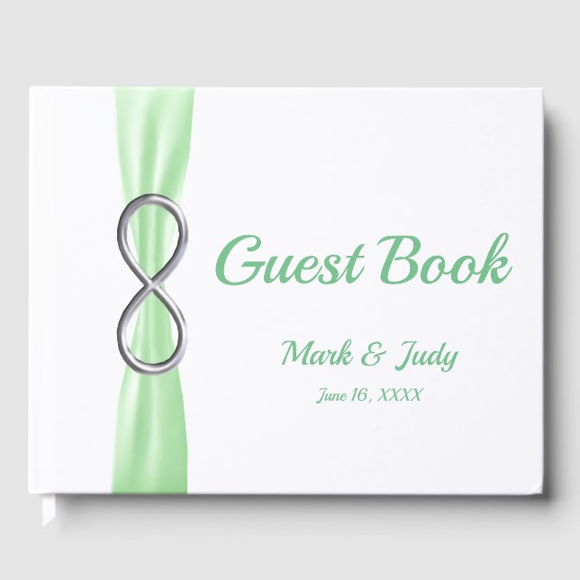 Silver Infinity Green Ribbon Wedding Guestbook (Front)