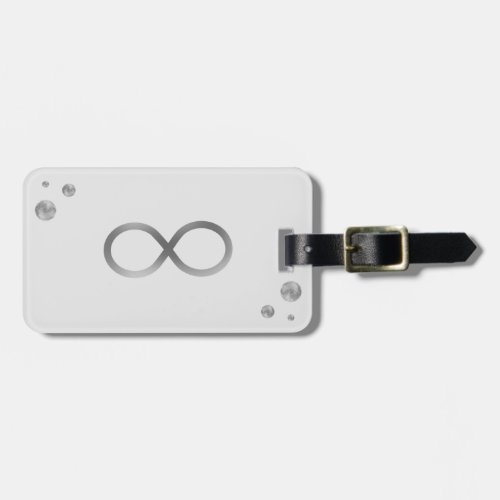 Silver Infinity Symbol on Light Gray Luggage Tag