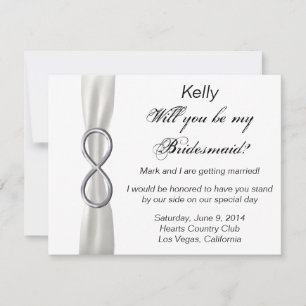 Silver Infinity White Wedding Bridesmaid Card