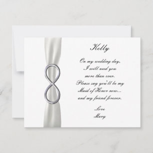 Silver Infinity White Wedding Maid Of Honor Card