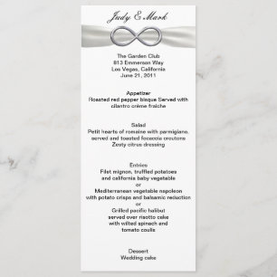 Silver Infinity White Wedding Menu Card