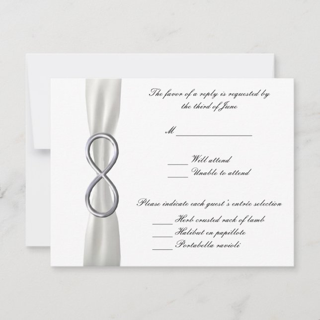 Silver Infinity White Wedding Response Card (Front)