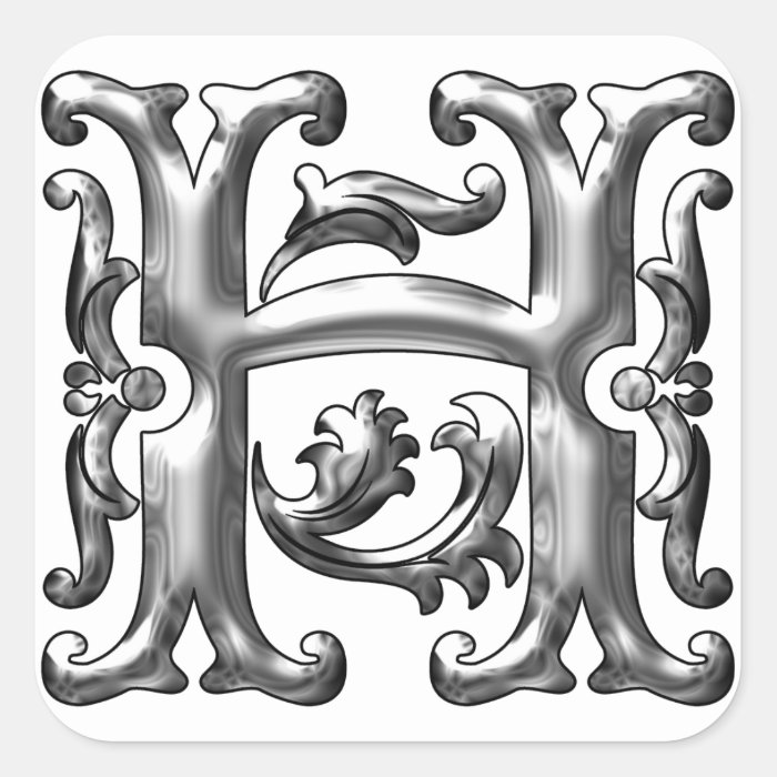 Silver Initial H Capital Letter Sticker