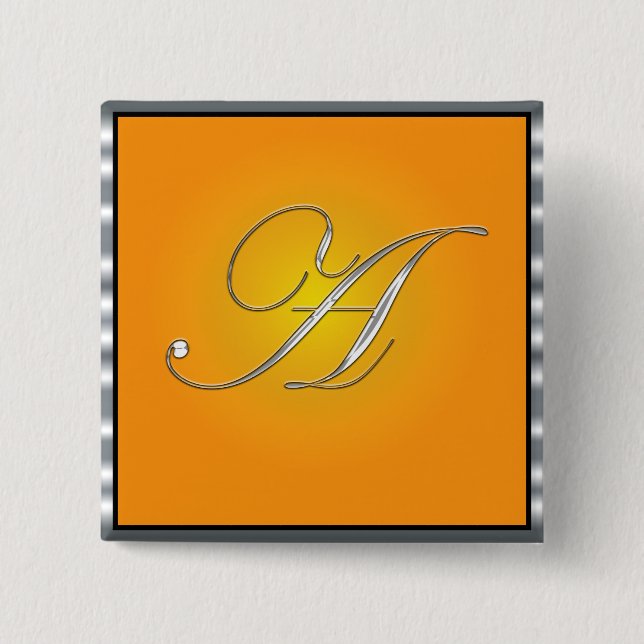 Silver Initial Letter A  Button (Front)