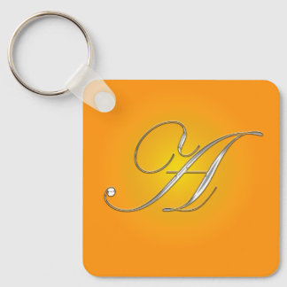 Silver Initial Letter A  Keychain