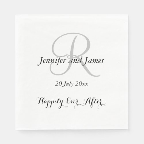 Silver Initial Names  Wedding Paper Napkins
