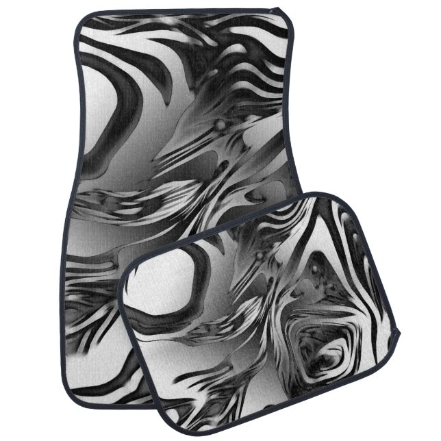 Silver Ink Abstract Car Floor Mat (Set)