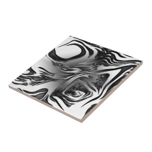 Silver Ink Abstract Ceramic Tile