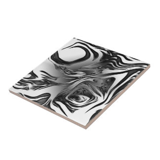 Silver Ink Abstract Ceramic Tile