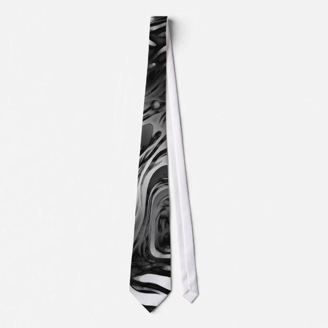 Silver Ink Abstract Neck Tie (Front)
