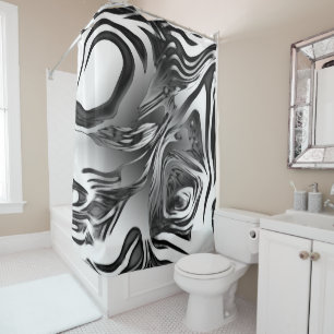 Silver Ink Abstract Shower Curtain