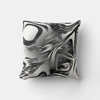 Silver Ink Abstract Throw Pillow