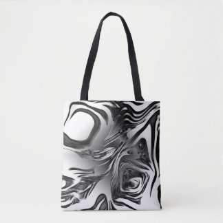 Silver Ink Abstract Tote Bag