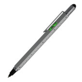 Silver Inkball Tool Pen w/Ruler, Stylus, Level (Front)