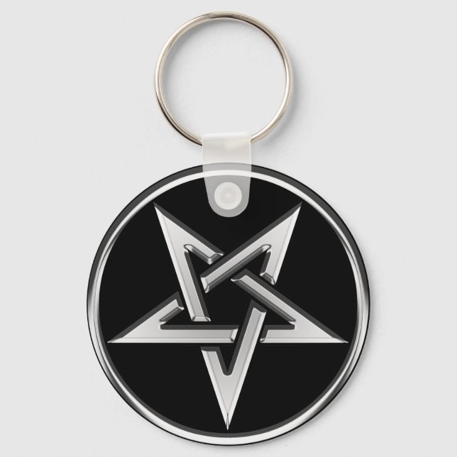 Silver Inverted Pentagram Keychain (Front)