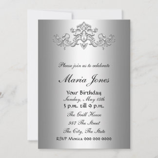 Silver Invitation Sweet sixteen 16