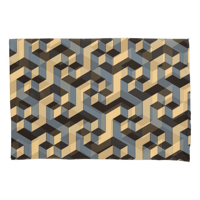 Silver Ivory Geometric Complex Tile Pillow Case (Front)