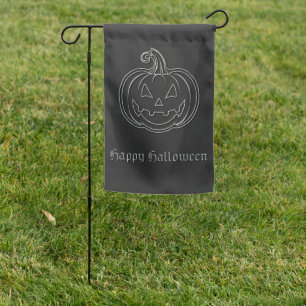 Silver Jack O' Lantern Halloween Garden Flag