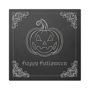 Silver Jack O' Lantern Halloween Metal Print