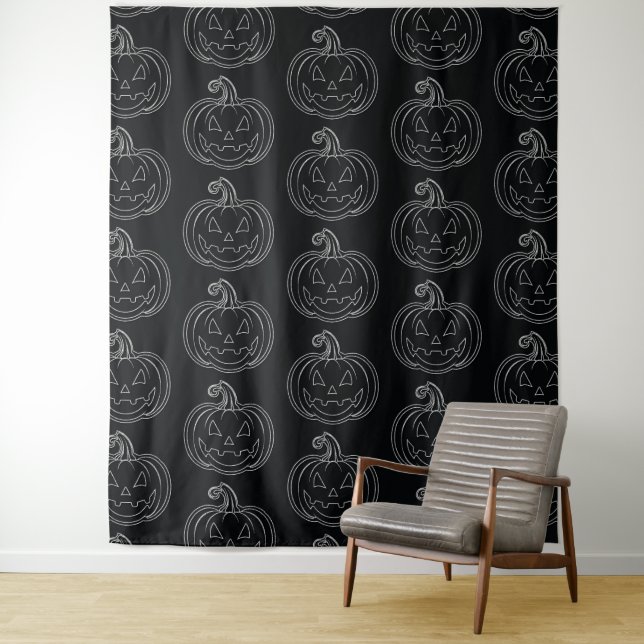 Silver Jack O' Lantern Halloween Photo Backdrop (In Situ)