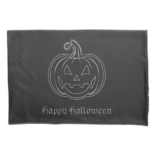 Silver Jack O' Lantern Halloween Pillow Case