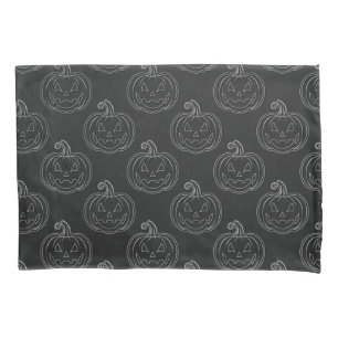 Silver Jack O' Lantern Halloween Pillow Case