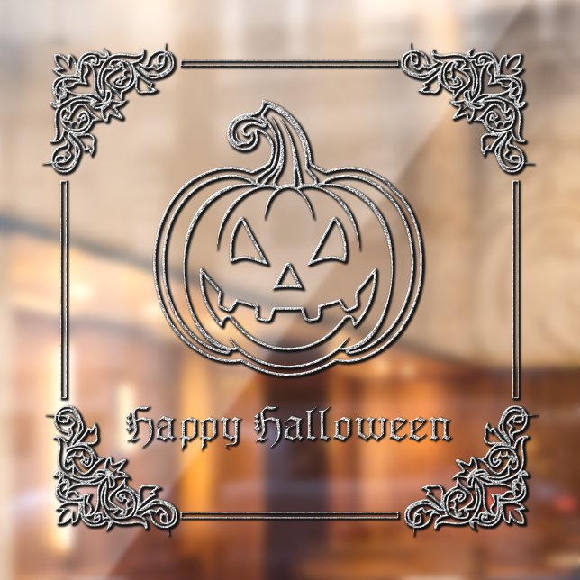 Silver Jack O' Lantern Halloween Window Cling (Sheet 2)